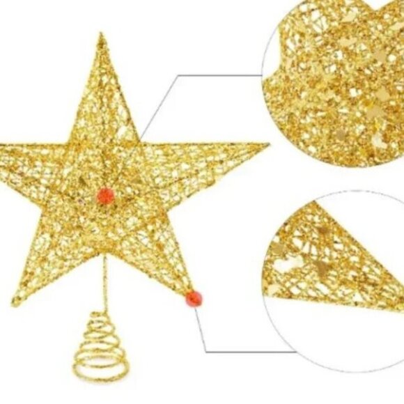 CHRISTMAS TREE TOPPER GLITTERED GOLD STAR (10'') - Picture 7 of 10